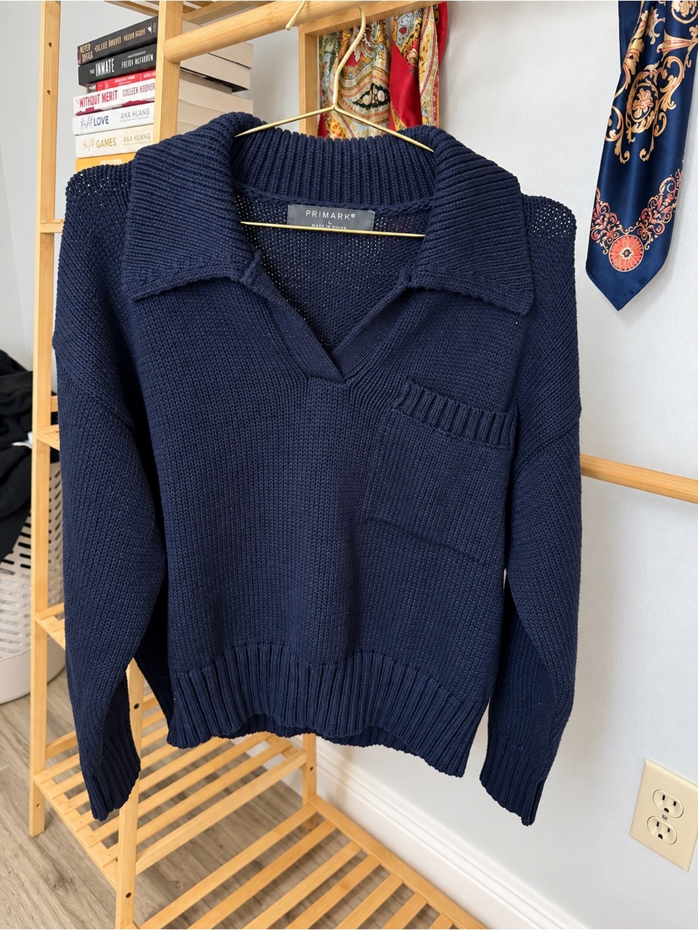 Primark Navy Collared V-Neck Knit Sweater